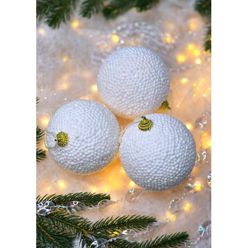 Шар новогодний пластиковый набор 3шт. Д8см 3-39172-4 белый