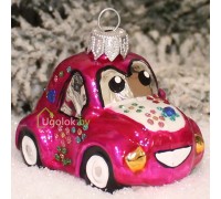 Ёлочная игрушка Машинка розовая (ручная работа)