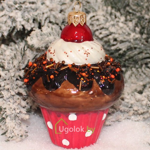 Новогоднее украшение Кекс розовый (ручная работа)