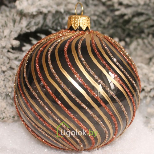 Новогодний шар 8 см Д-328 графит опал (ручная работа) Новогодний шар 8 см Д-328 графит опал (ручная работа)