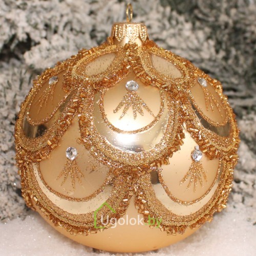 Шар ёлочный 8 см Д-338 слоновая кость (ручная работа) Шар ёлочный 8 см Д-338 слоновая кость (ручная работа)