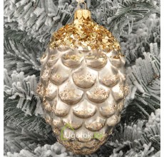 Новогоднее украшение Шишка сосновая серая с золотом (ручная работа)