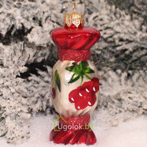 Ёлочная игрушка Конфетка вишня (ручная работа)