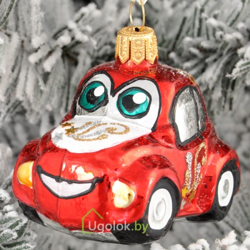 Ёлочная игрушка Машинка красная (ручная работа)