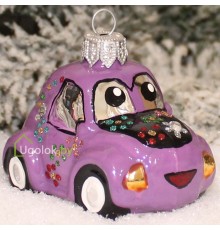 Ёлочная игрушка Машинка фиолетовая (ручная работа)