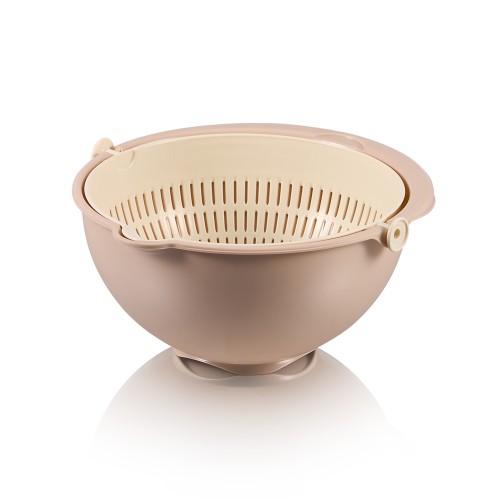 Дуршлаг пластиковый Twist большой бежевый