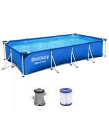 Прямоугольный каркасный бассейн Bestway Steel Pro 400x211x81 см, 56424