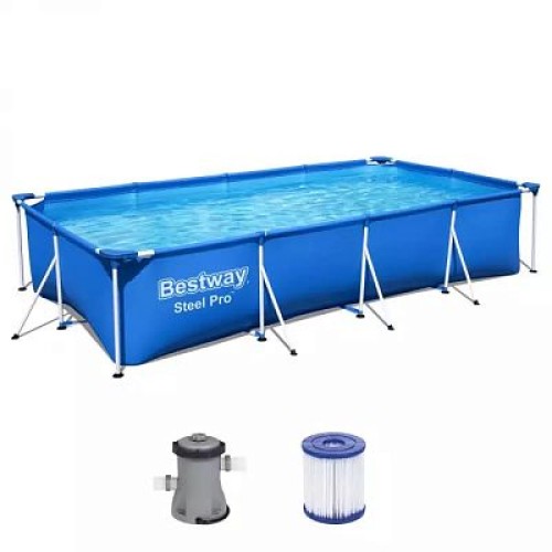 Прямоугольный каркасный бассейн Bestway Steel Pro 400x211x81 см, 56424