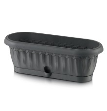 Кашпо "Флавия" овальное №1 с застегивающимся поддоном, графитовый