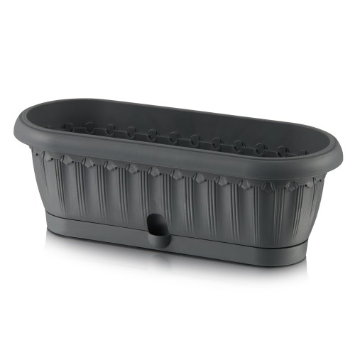 Кашпо "Флавия" овальное №1 с застегивающимся поддоном, графитовый