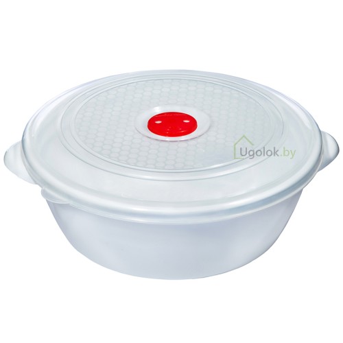 Контейнер для СВЧ 3 л c крышкой и клапаном, 22.5х9 см серый