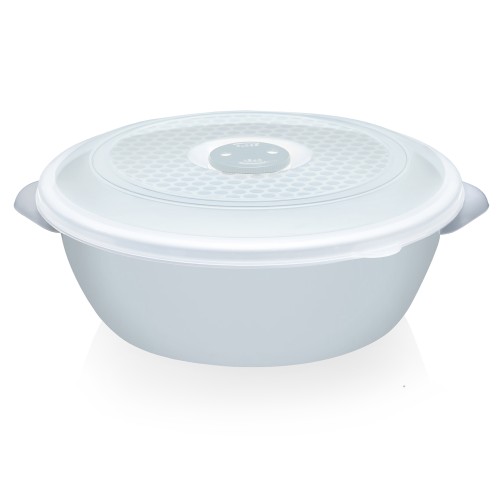 Контейнер для СВЧ 3 л c крышкой и клапаном, 22.5х9 см серый