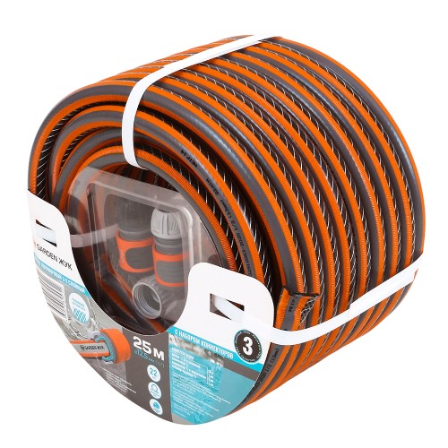 Шланг поливочный Garden Жук 1/2" 3-х слойный (бухта 50 метров) с набором коннекторов