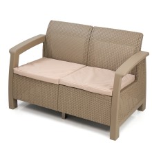 Диван пластиковый "Holiday" 2-х местный, серо-коричневый