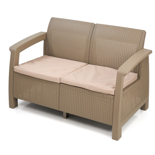 Диван пластиковый Holiday 2-х местный серо-коричневый (арт. 655)