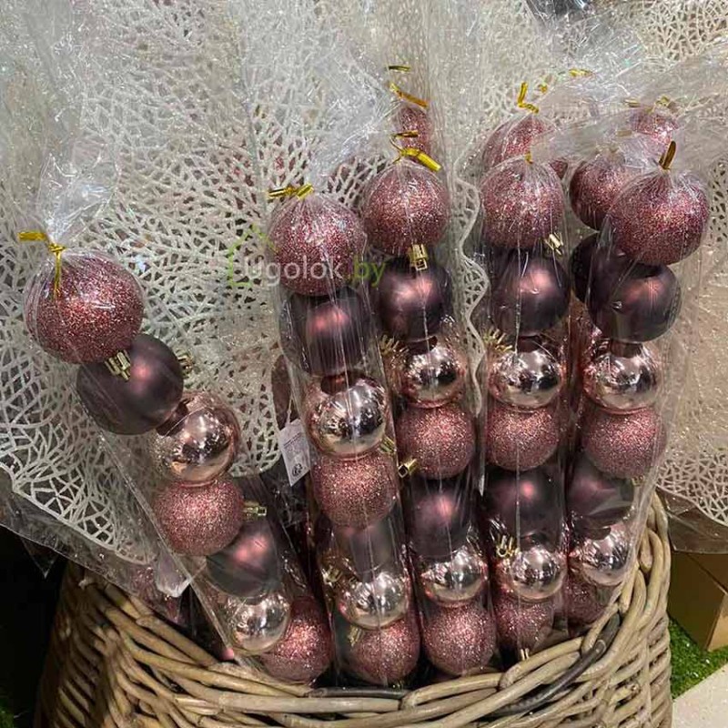 Набор новогодних елочных шаров 12 шт. 5 см Koopman пурпурный