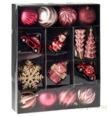 Набор елочных украшений Koopman 20 шт. шар 7 см, бордовый, розовый, золотой