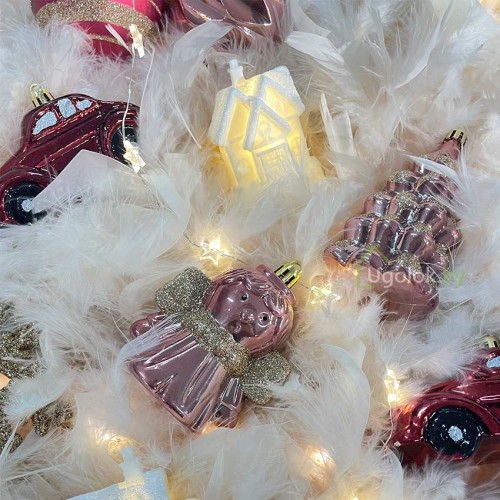 Набор елочных украшений Koopman 20 шт. шар 7 см, бордовый, розовый, золотой