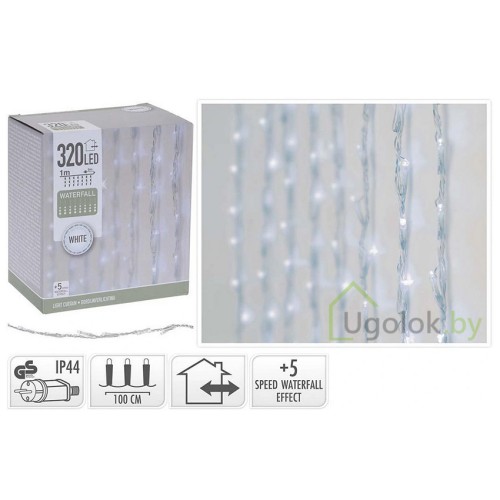 Гирлянда новогодняя светодиодная 1х2 м 320 LED белый свет