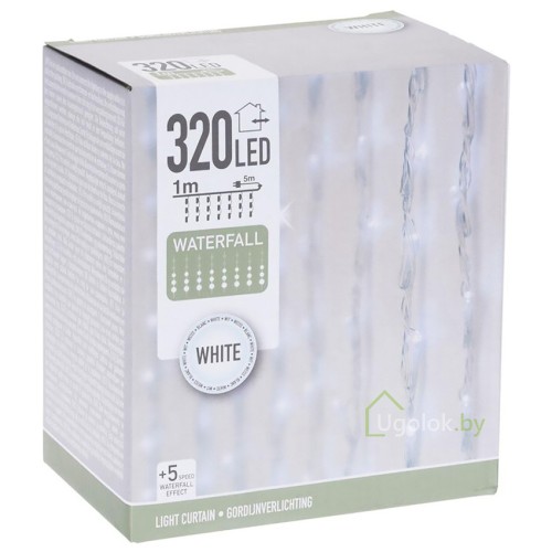 Гирлянда новогодняя светодиодная 1х2 м 320 LED белый свет