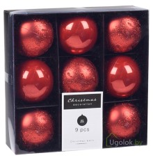 Набор елочных шаров Koopman 9 шт. 6 см красный