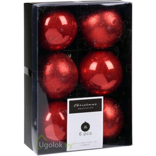 Набор елочных шаров Koopman 6 шт. 8 см красный