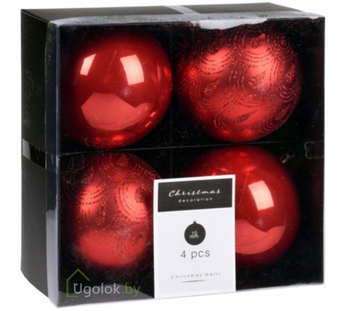 Набор елочных шаров Koopman 4 шт. 10 см красный Набор елочных шаров Koopman 4 шт. 10 см красный