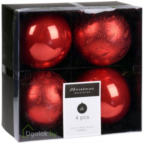 Набор елочных шаров Koopman 4 шт. 10 см красный