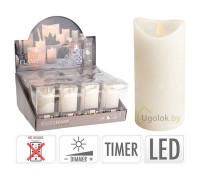 Свеча светодиодная с таймером 7х15 см слоновая кость