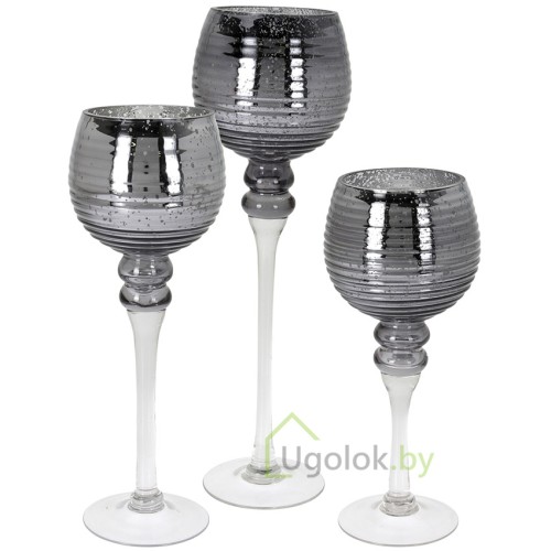 Набор подсвечников, стекло, черный Набор подсвечников, стекло, черный