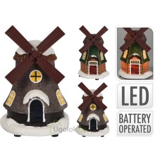 Сувенир новогодний Мельница 19 см LED в ассортименте