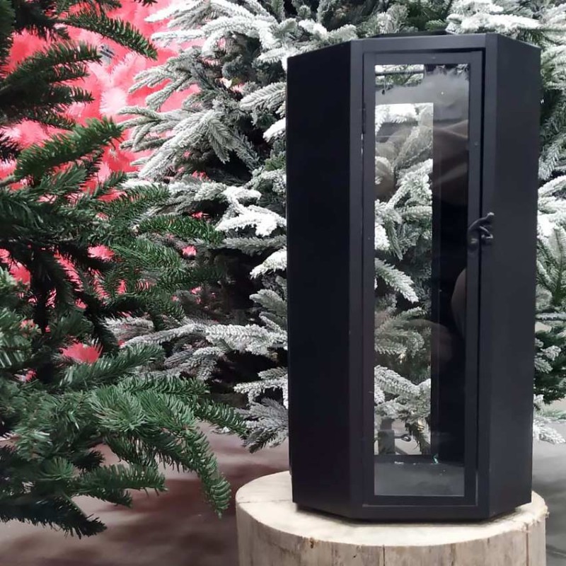 Подсвечник-фонарь декоративный новогодний 22х43 см черный