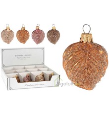 Украшение елочное Лист с глиттером 7 см, 1 шт. в ассортименте