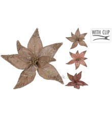 Украшение новогоднее Цветок на клипсе 20 см в ассортименте