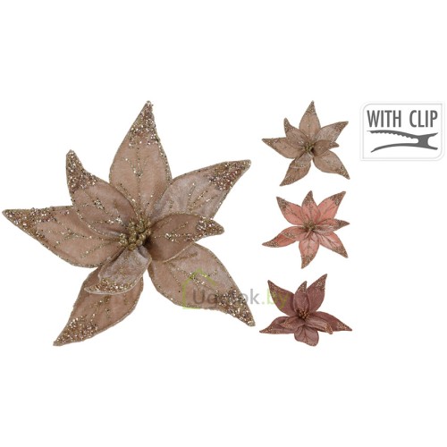 Украшение новогоднее Цветок на клипсе 20 см в ассортименте