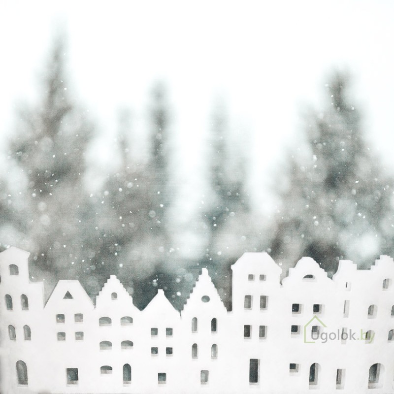 Интерьерно-оконная декорация Снежный город, 195 см, войлок