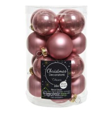 Набор елочных шаров Kaemingk 16 шт. 3.5 см бархатно-розовый