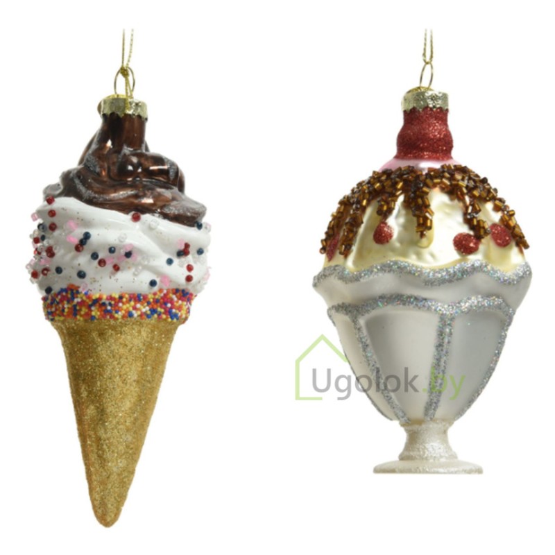 Елочное украшение Фигурки мороженого и десерта микс Kaemingk 1 шт. 13.8 см разноцветный