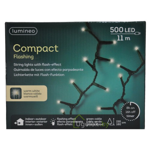 Гирлянда светодиодная 11 м Lumineo 500 LED теплый белый