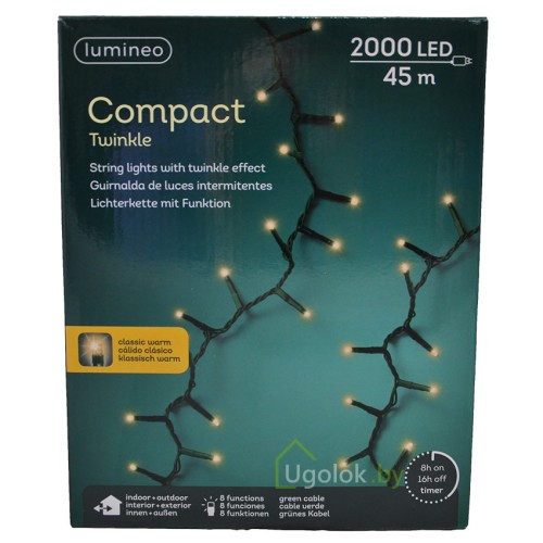 Гирлянда светодиодная 45 м 2000 LED Lumineo теплый
