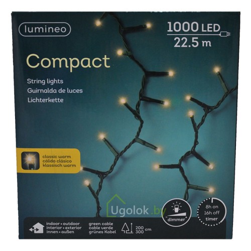Гирлянда светодиодная 22.5 м 1000 LED Lumineo теплый