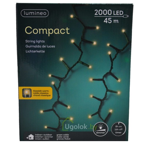 Гирлянда светодиодная 45 м 2000 LED Lumineo (теплый)