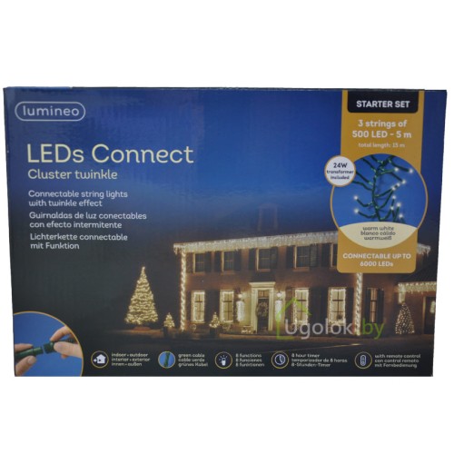 Гирлянда светодиодная 5 м Lumineo 1500 LED теплый белый