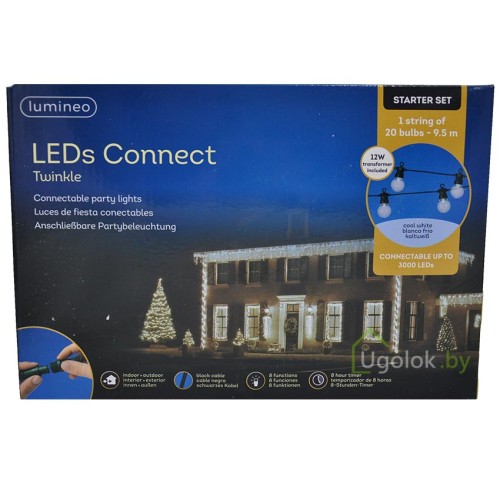 Гирлянда светодиодная 9.5 м 20 LED Lumineo холодный белый