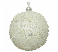 Елочное украшение Шар Kaemingk 1 шт. 8 см белая шерсть с декором