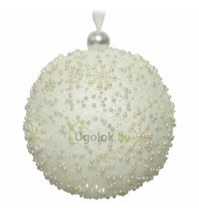 Елочное украшение Шар Kaemingk 1 шт. 8 см белая шерсть с декором