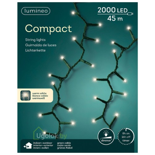 Гирлянда светодиодная 45 м 2000 LED Lumineo теплый белый 495375