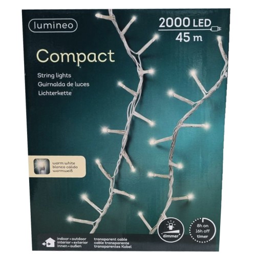 Гирлянда светодиодная 45 м 2000 LED Lumineo теплый белый 495379