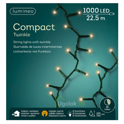 Гирлянда светодиодная 22.5 м 1000 LED Lumineo (теплый)
