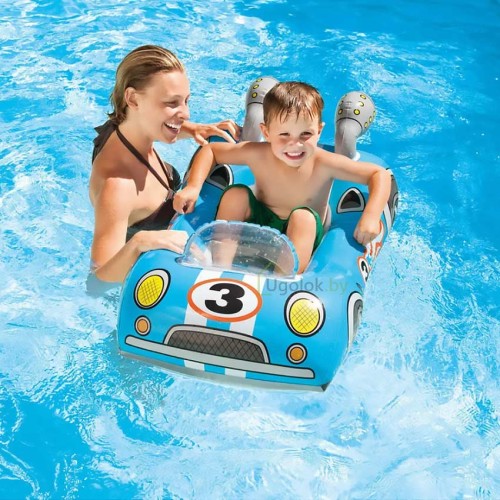 Надувная детская лодка для бассейна Гоночная машина Intex 107х69 см (59380) 3-6 лет